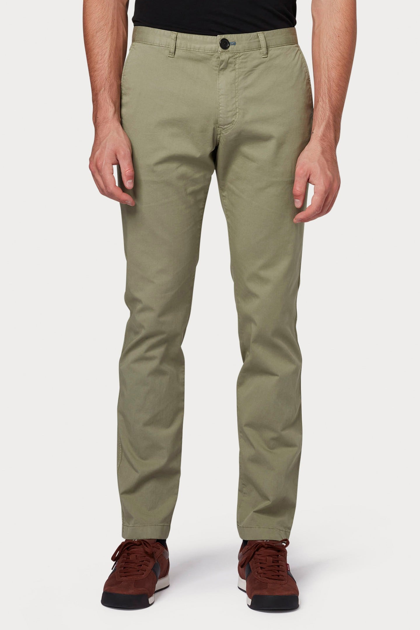MENS SLIM FIT STITCHED CHINO LT GREYISH GREEN 1