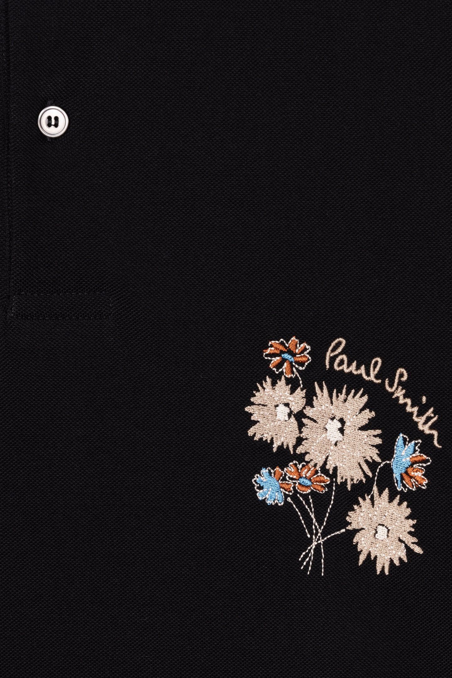 MENS FLORAL EMB POLO BLACK 5