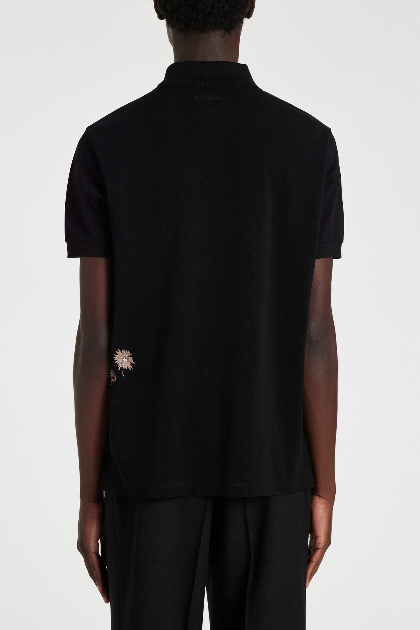 MENS FLORAL EMB POLO BLACK 2