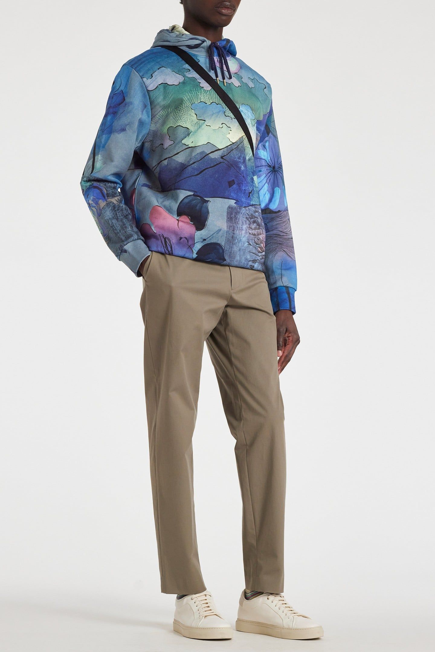 MENS NARCISSUS PRINT HOODIE NAVY 3
