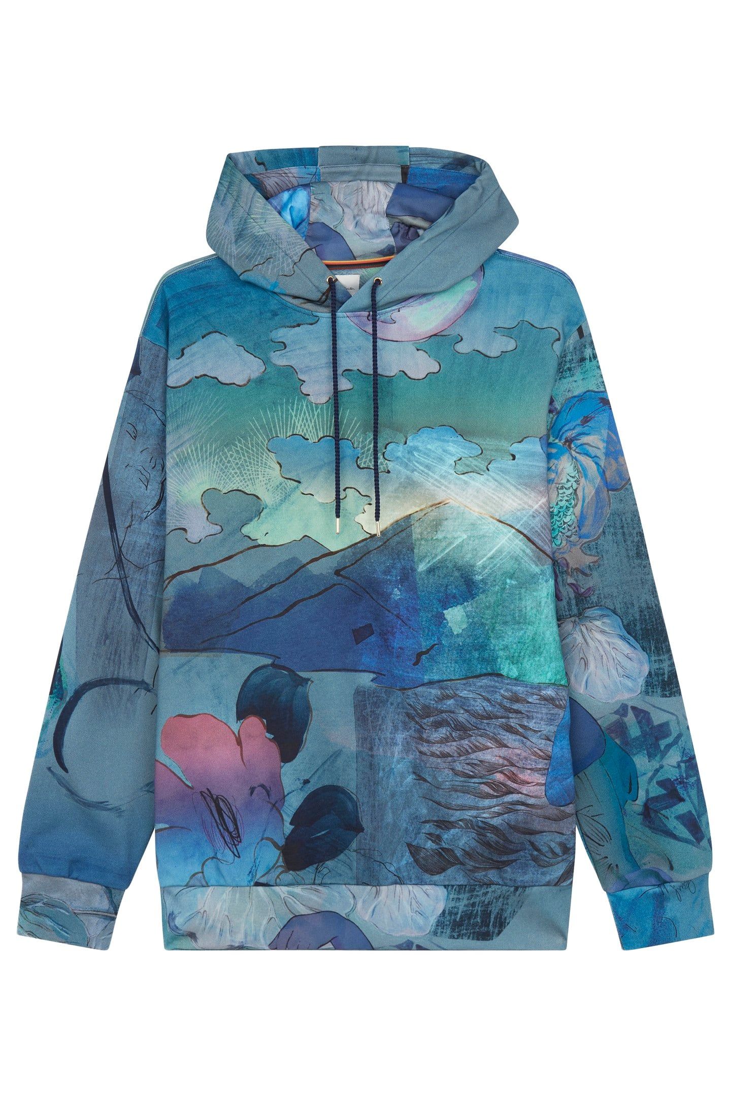 MENS NARCISSUS PRINT HOODIE NAVY 5