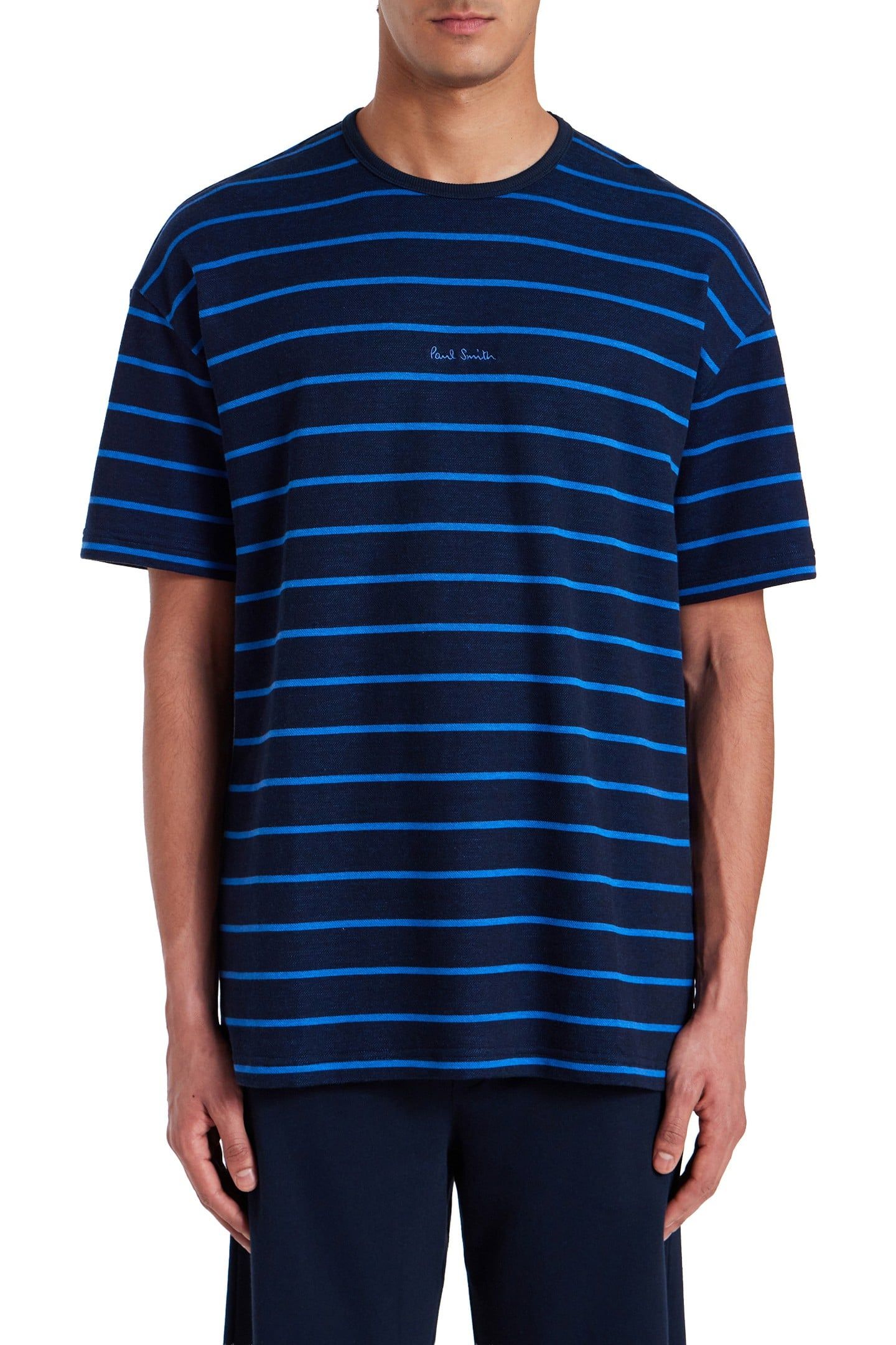 MEN TOP RELAX LOGO STRIPE INKY BLUE 1