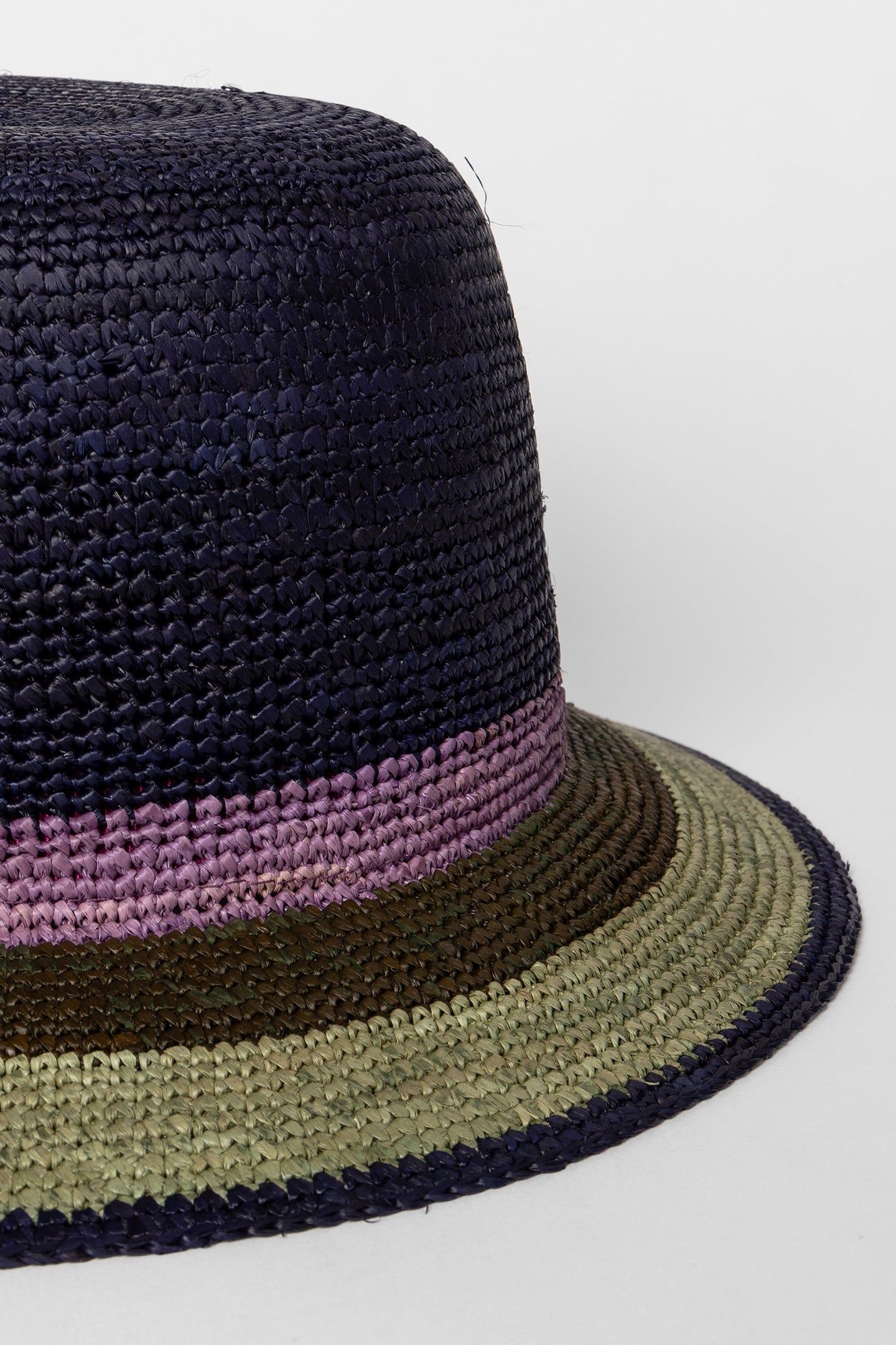 MEN HAT STRAW STRIPE BRIM NAVY 3