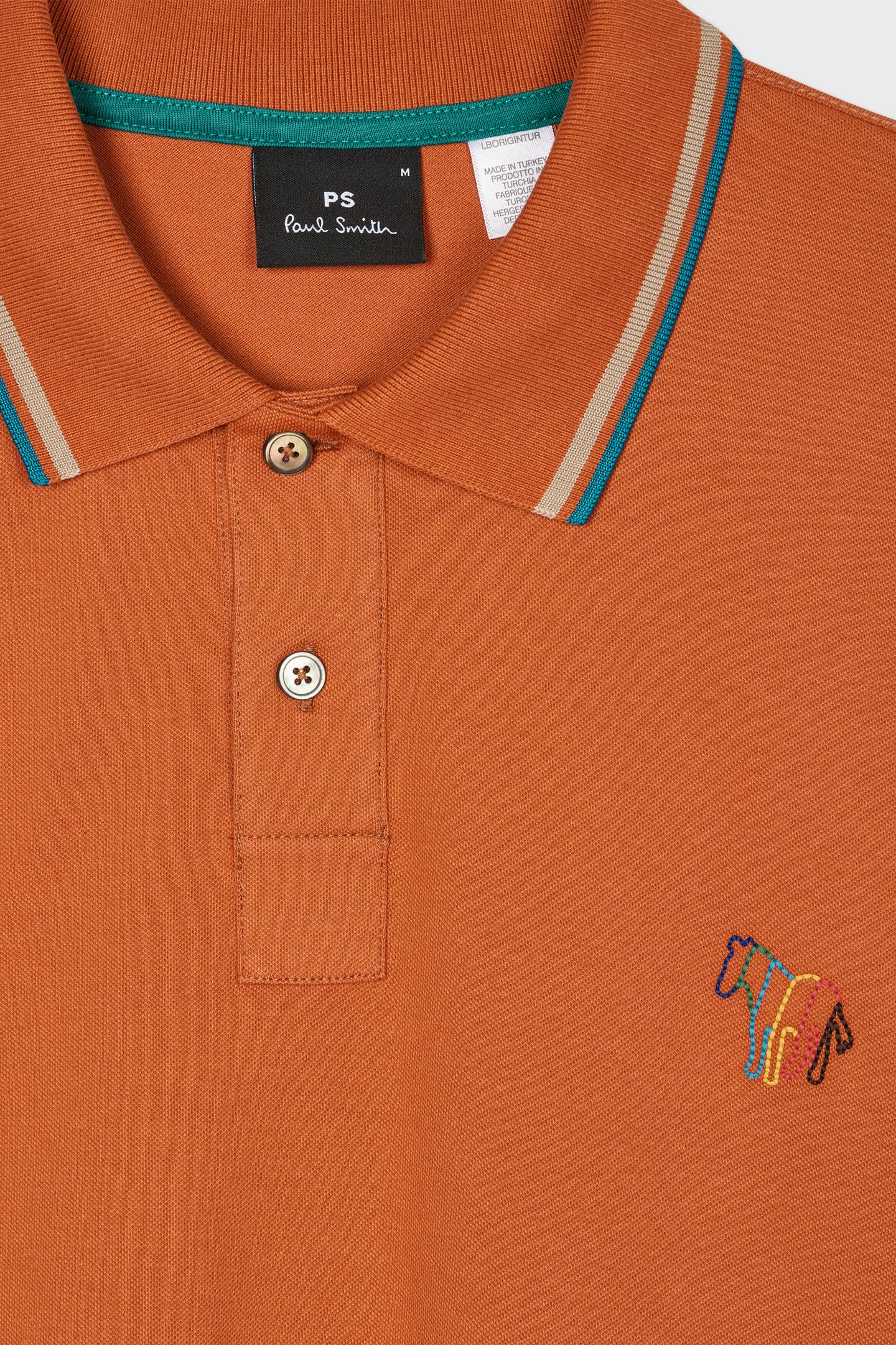 MENS REG FIT POLO ZEB EMB BRICK RED 2