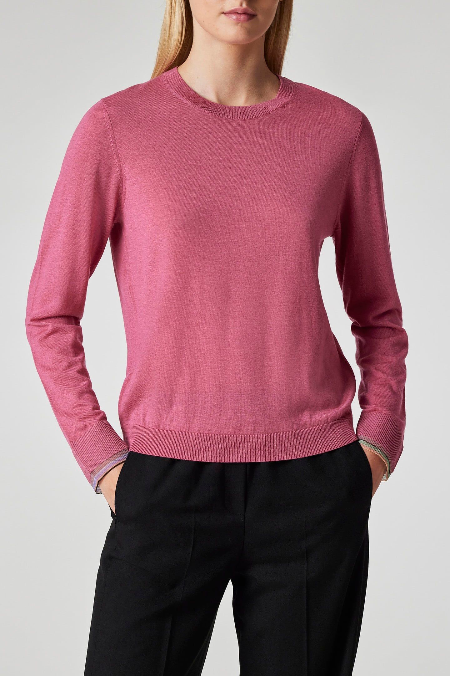 WOMENS KNITTED SWEATER CREW NECK AUBERGINE 1