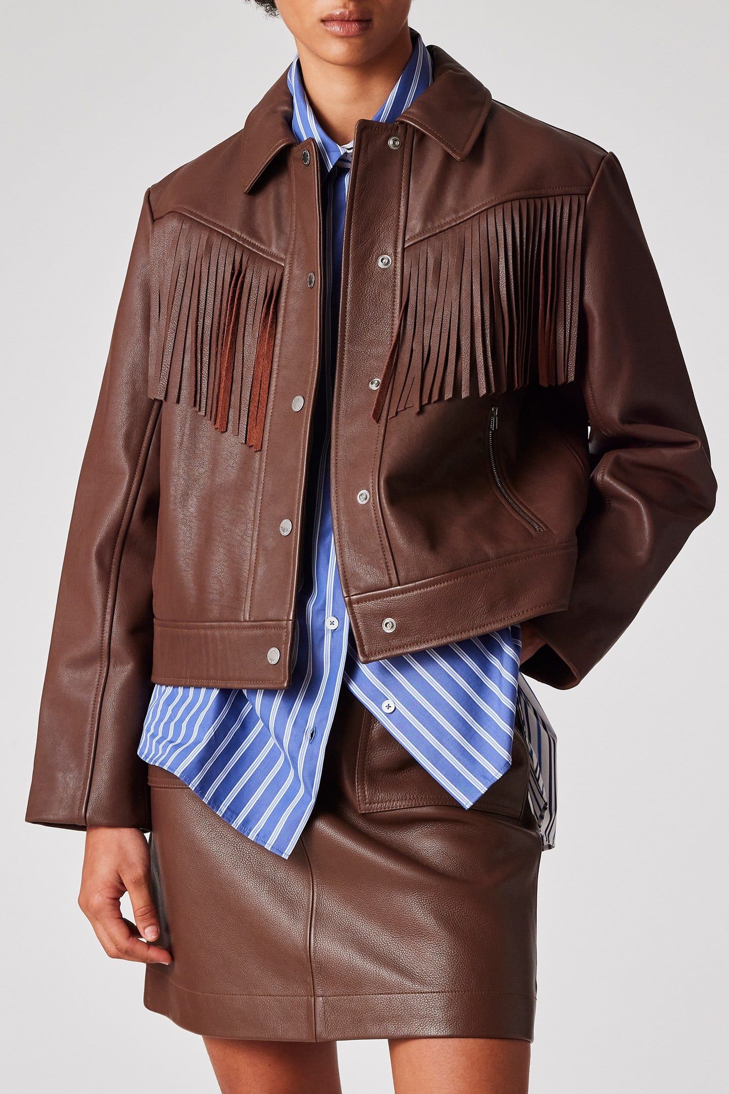WOMENS JACKET LEATHER DARK BROWN 1