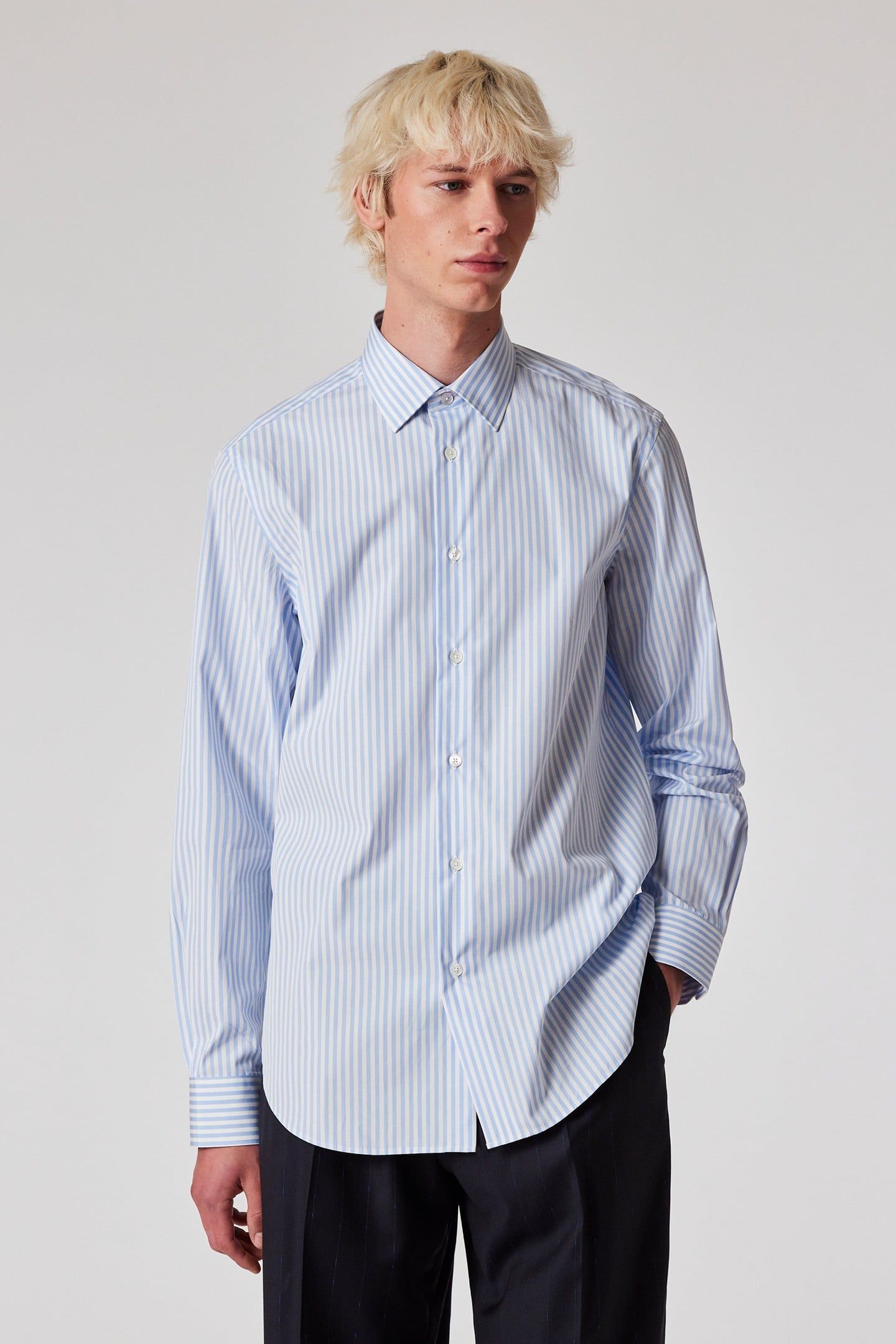 MENS S/C TAILORED FIT SHIRT LIGHT BLUE 1