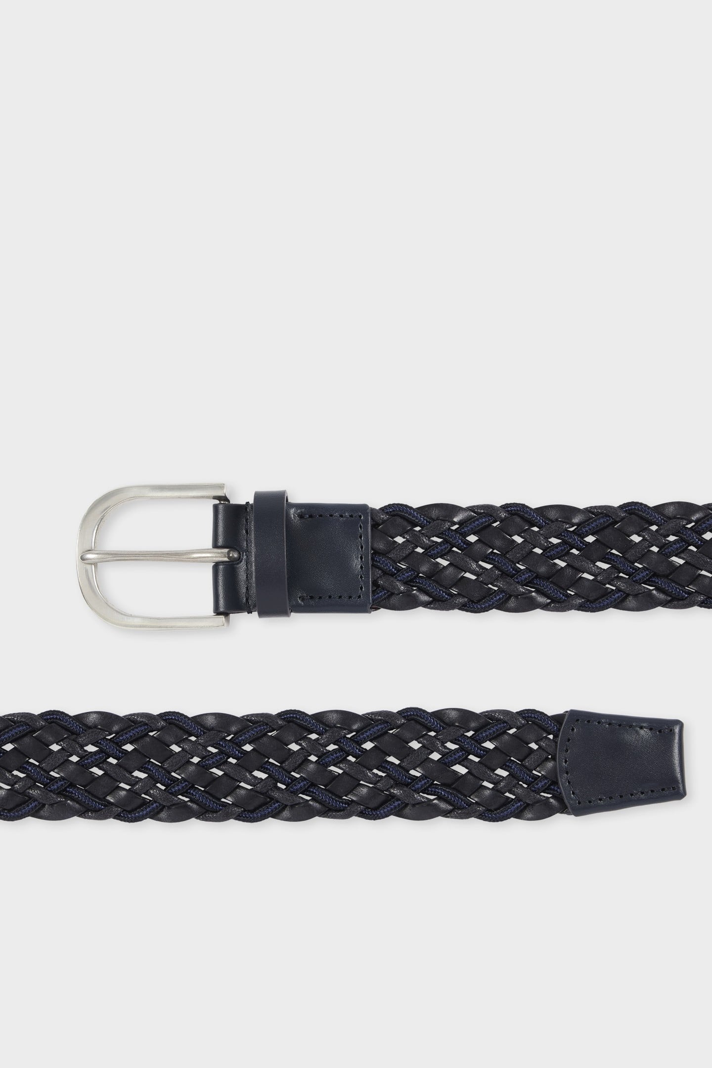 MEN BELT LEATHER MIX WEAVE BLACK 1