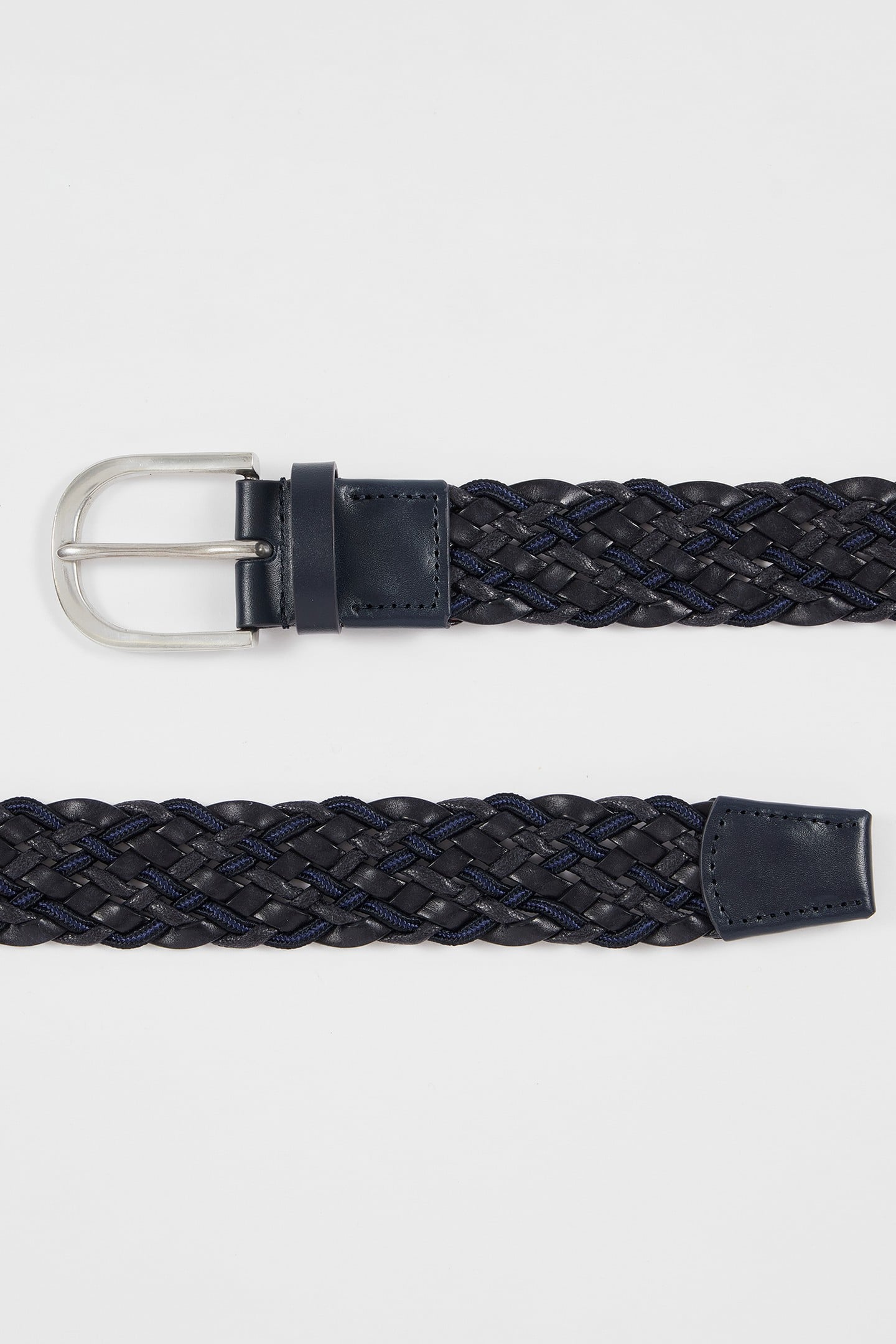 MEN BELT LEATHER MIX WEAVE BLACK 6