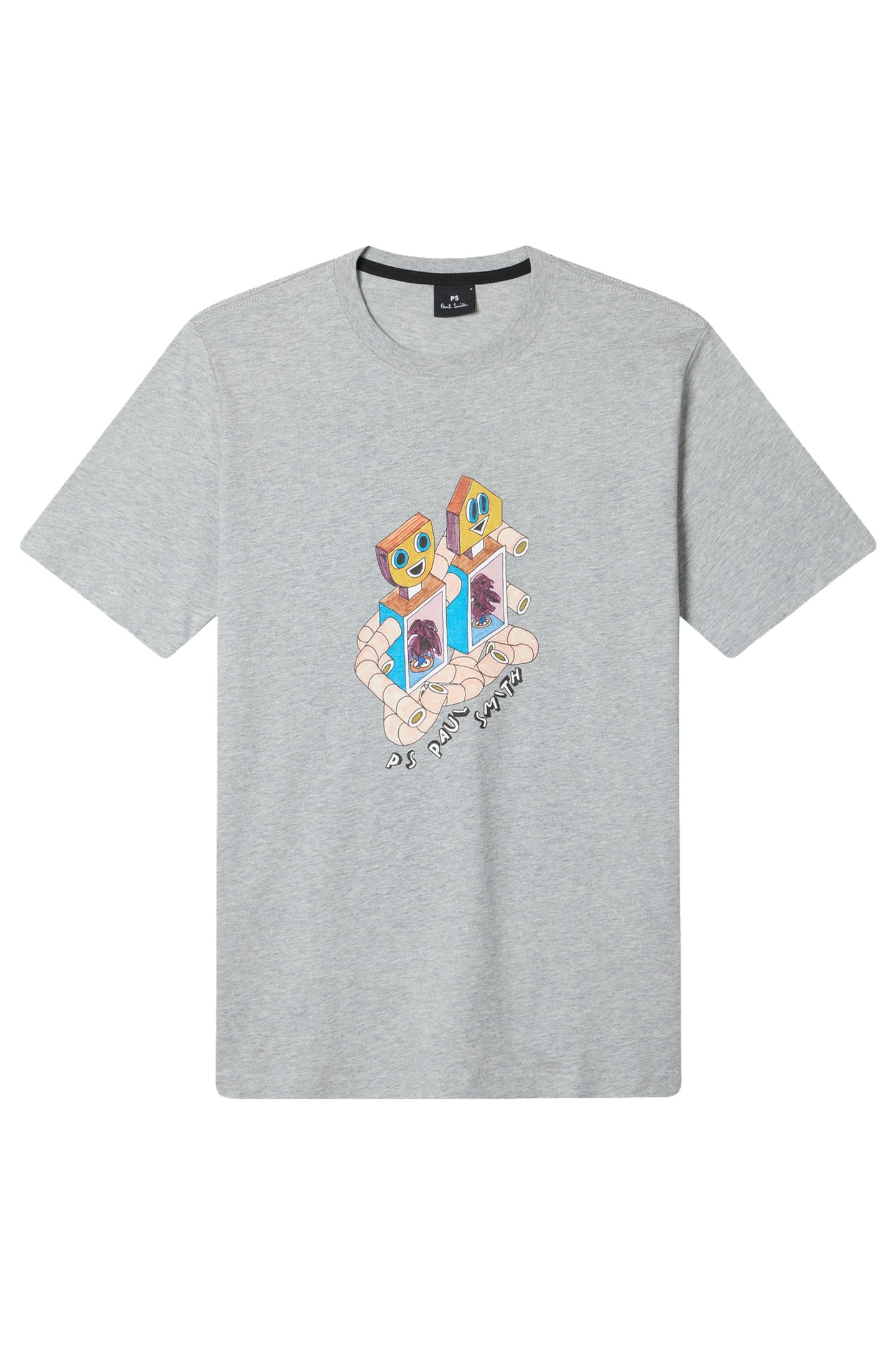 MENS REG FIT T SHIRT ROBOTS GREY MELANGE 1