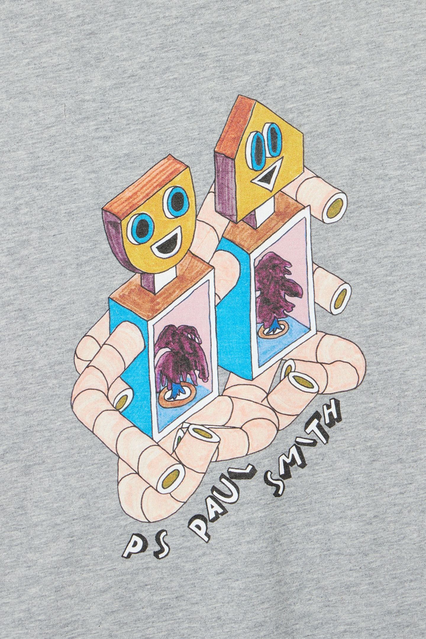 MENS REG FIT T SHIRT ROBOTS GREY MELANGE 2