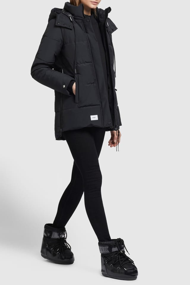 Winter snow boots with a warm parka