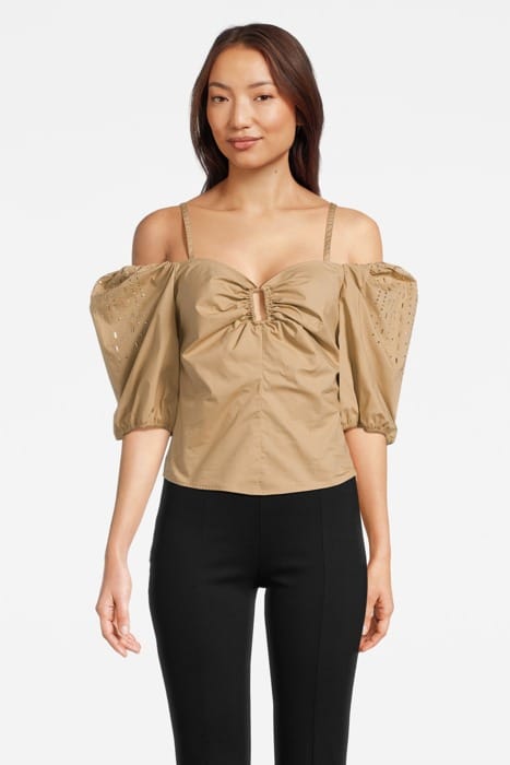 IRVIN BLUSA POPELINE DARK NOUGAT 1