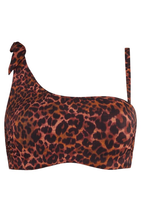 JUNGLE DIVA BROWN AND DARK ORANGE STRAPLESS BIKINI TOP 1