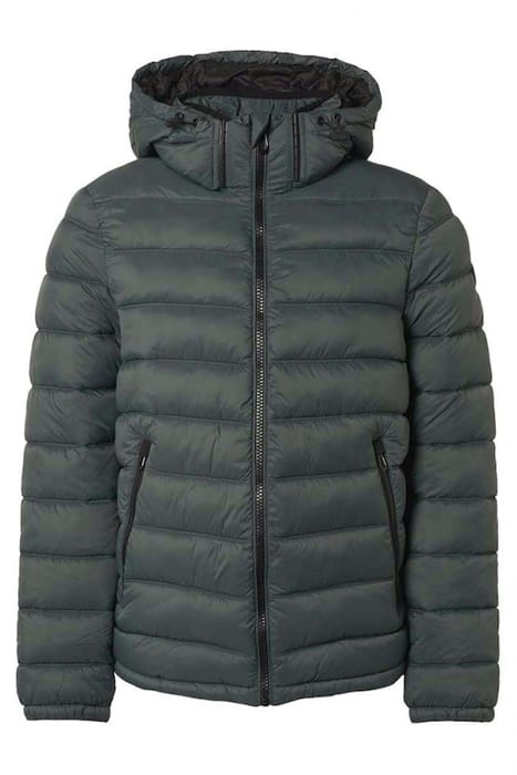JACKET SHORT FIT HOODED RECYCLED PADDING DARK STEEL 1