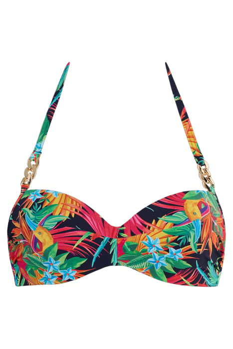 HULA HAKA RAINFOREST AND GOLD PLUNGE BALCONY BIKINI TOP 3