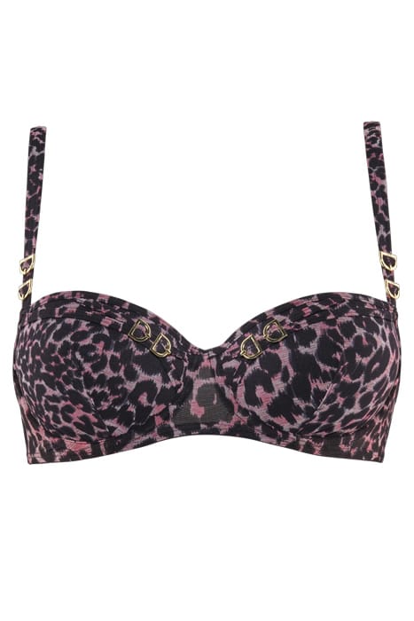 NIGHT FEVER BLACK PINK LEOPARD BALCONY BRA 3