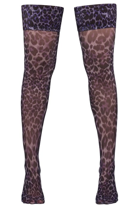 UPPERGARMENTS BLACK PURPLE LEOPARD STOCKINGS 1