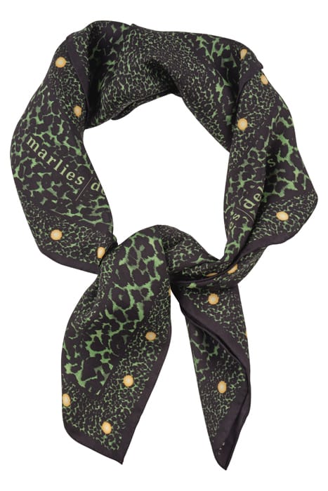 UPPERGARMENTS BLACK GREEN LEOPARD  SCARF 1