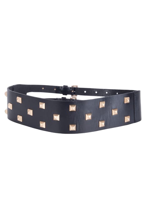 SONIA STUD WIDE BELT BLACK/WARM BRASS 1
