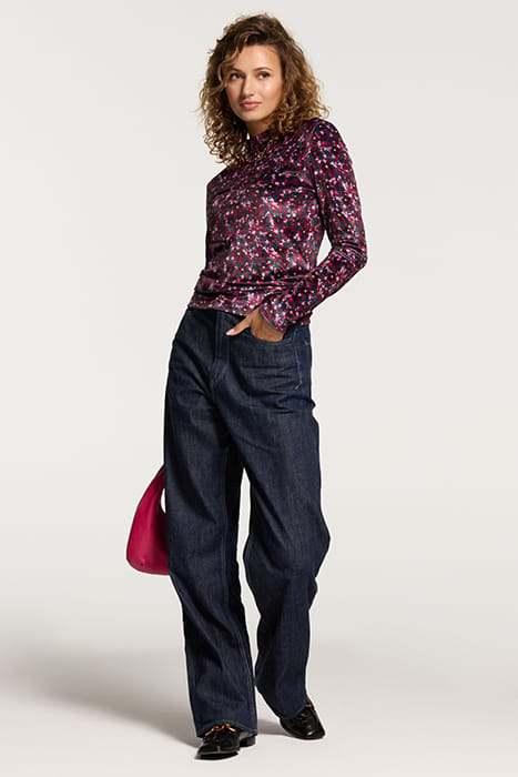 LADIES VITORIA VELVET TOP DITSY FLOWER WINE PURPLE DAISY 3