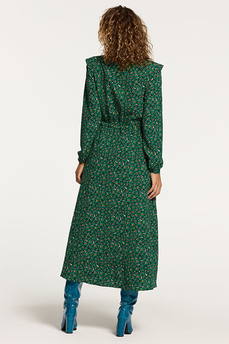 LADIES CALAMA DRESS POPPY FLOWER RAIN GREEN FLOWER 2