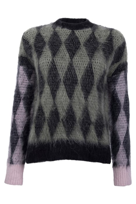 DIAMOND CREW NECK BLACK/SAGE/PINK 1