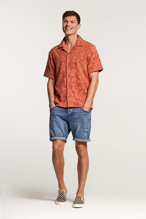 MEN TOWELING SHORTSLEEVE SHIRT LIGHT RUST ORANGE 5
