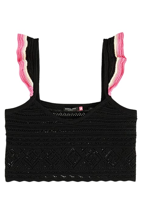 POINTELLE CROP KNITTED VEST BLACK 1