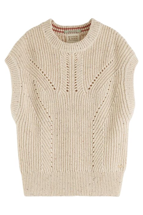 NEPPY YARN SLEEVELESS PULLOVER WHITE SAND 1