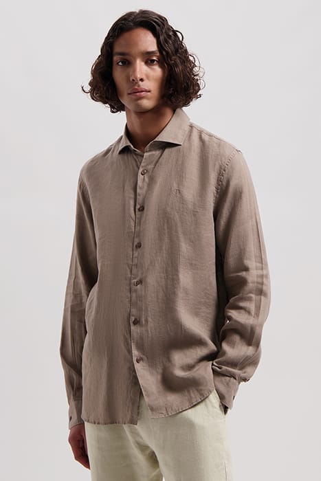 BASIC SHIRT LINEN TIMBER WOLF 1