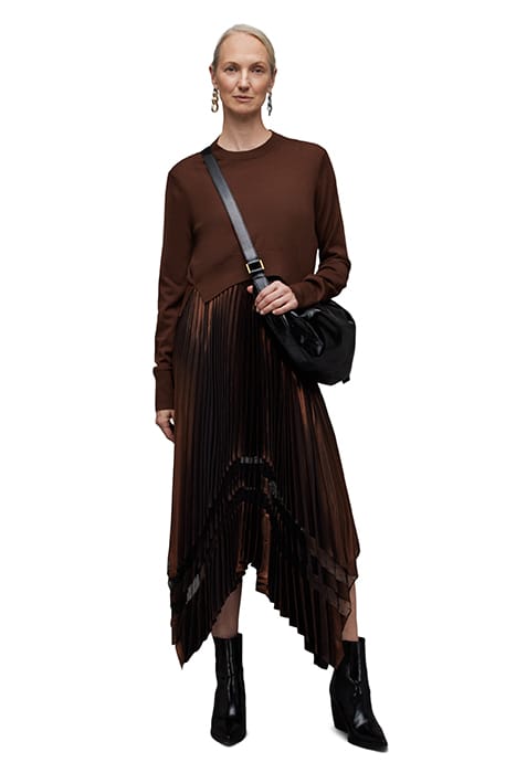 NADIA FOIL DRESS PALE CACAO/BLACK 5