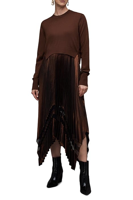 NADIA FOIL DRESS PALE CACAO/BLACK 1