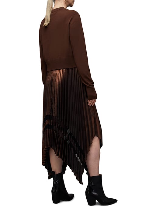 NADIA FOIL DRESS PALE CACAO/BLACK 2