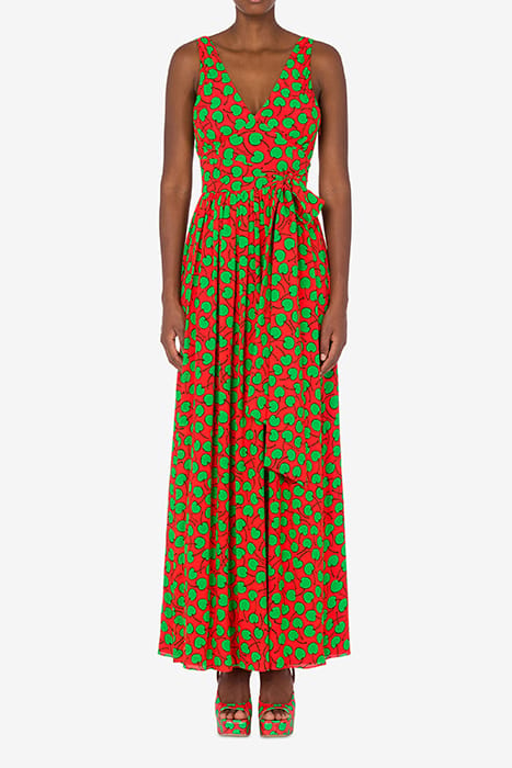 ALLOVER CHERRY GEORGETTE DRESS RED 1