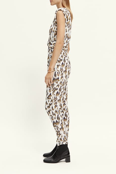 JUMPSUIT WITH KNOTTED BELT BRUSHED IKAT ARMY GREEN 5