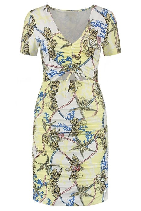 BOMBSHELL DRESS LIME YELLOW/CORAL 1