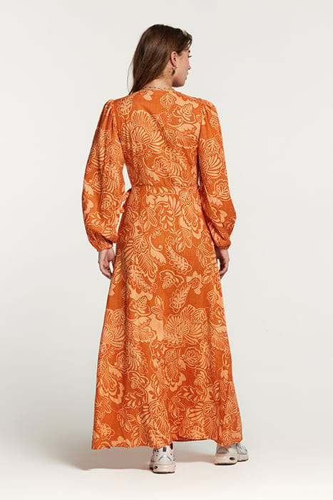 NAIROBI DRESS ARTSY LEAVES FRESH APRICOT ORANGE 2