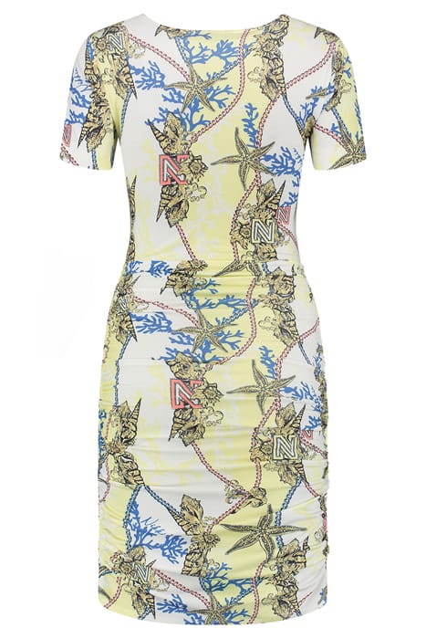 BOMBSHELL DRESS LIME YELLOW/CORAL 2