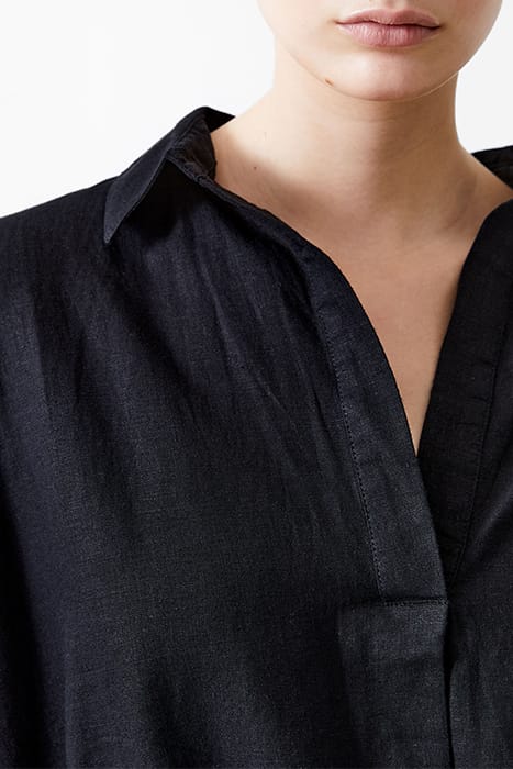 S/S LINEN BLEND POPOVER BLACK 5