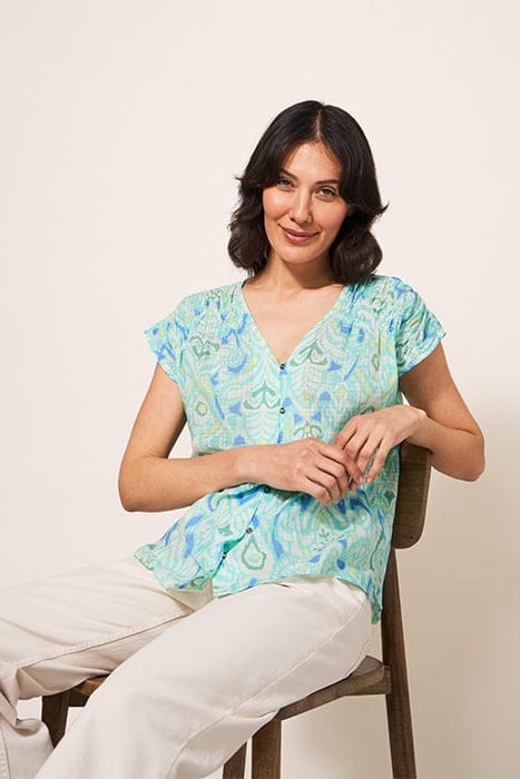 RAE  COTTON VEST IVORY PRINTED 1