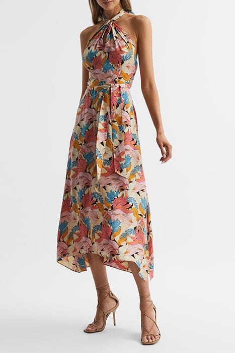 ELECTRA-BRIGHT MIDI DRESS — PINK/NEUTRAL 1