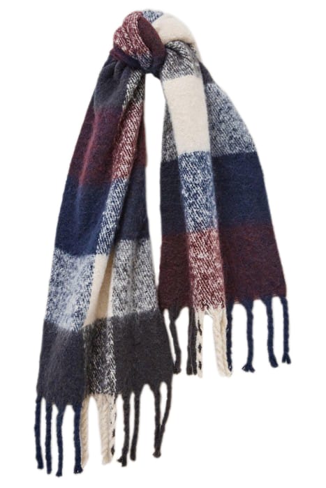 SHELLY BRUSHED CHECK SCARF NAVY 2