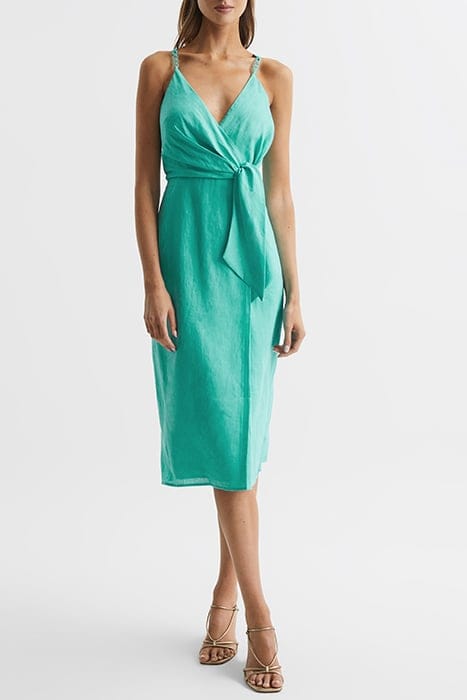 ESME LINEN MIDI DRESS AQUA 4