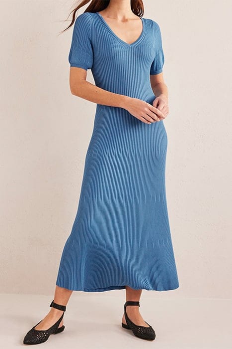 ANGLED EMPIRE KNITTED DRESS PORCELAIN BLUE 2