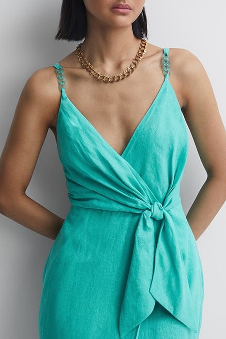 ESME LINEN MIDI DRESS AQUA 5