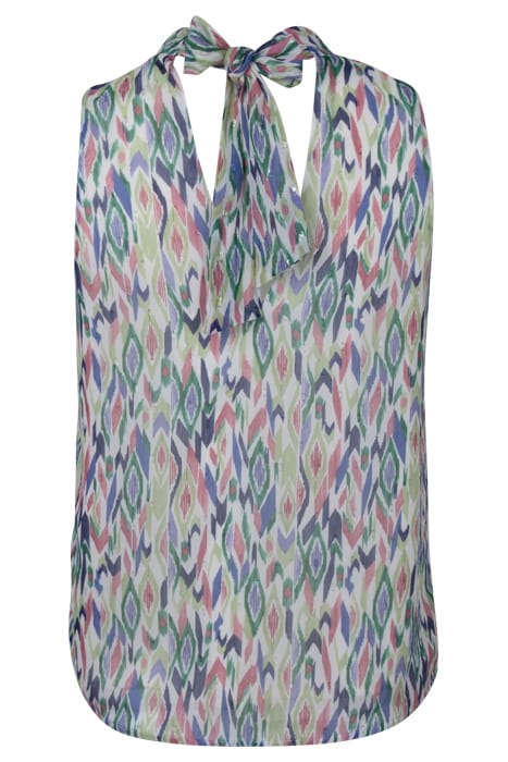 ECRU IKAT DIAMOND PRINT TOP WITH TIE ON BACK 5