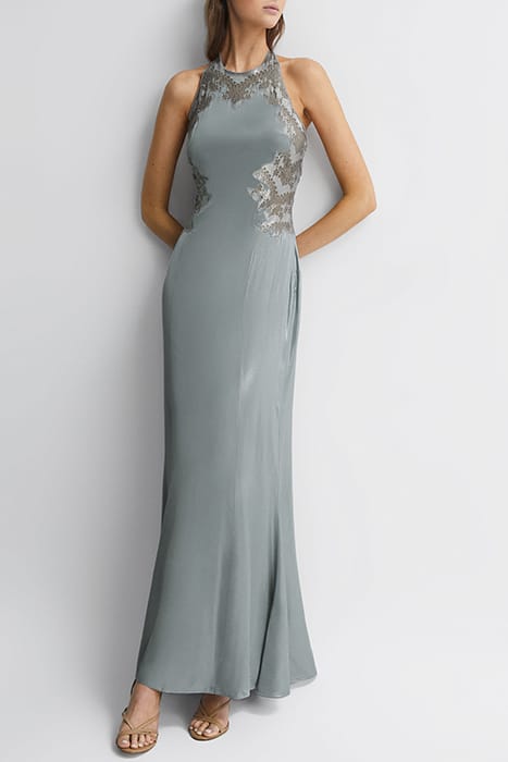 FERN METALLIC MAXI DRESS — SILVER 1