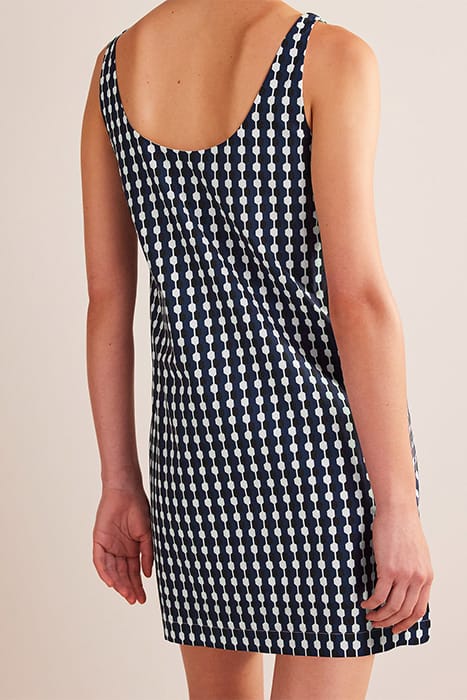 SCOOP NECK SHIFT DRESS NAVY, GEO AZURE 2