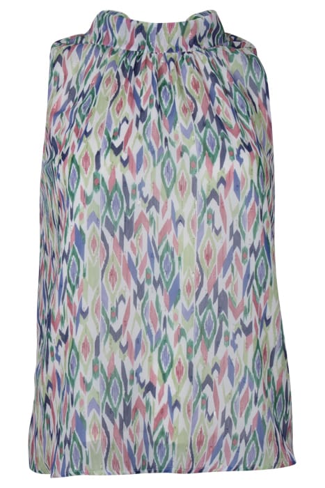 ECRU IKAT DIAMOND PRINT TOP WITH TIE ON BACK 4